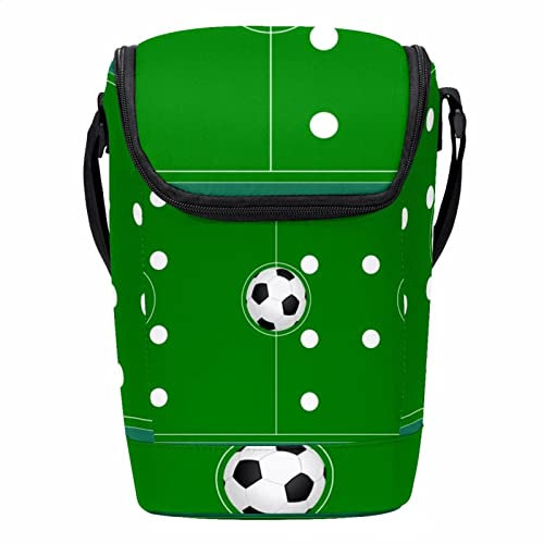 Strategy - Lonchera reutilizable con diseño de fútbol, diseño de plan de juego de fútbol, lonchera vertical grande con correa ajustable para el hombro