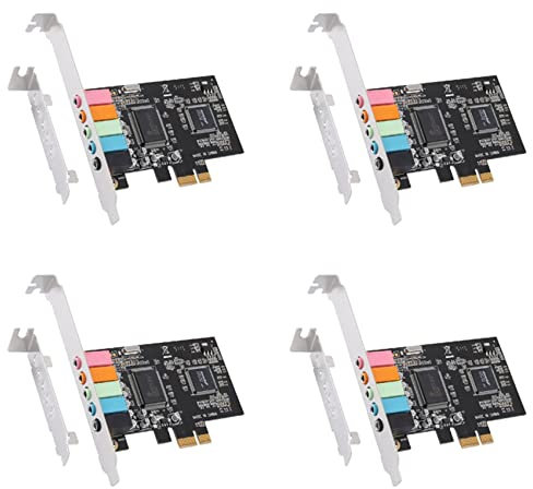 Grendly 4 tarjetas de sonido PCIe 5.1, tarjeta envolvente PCI audio estéreo 3D con rendimiento de sonido PC tarjeta de sonido CMI8738 chip