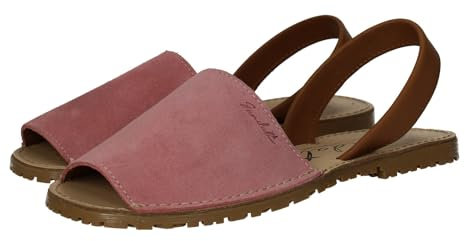 SANDALI M-969 Menorquinas roses en cuir pour femme, fabriquées en Espagne, modèle classique avec sangle arrière qui soutient le pied, fabriquées en Espagne, rose, 40 EU