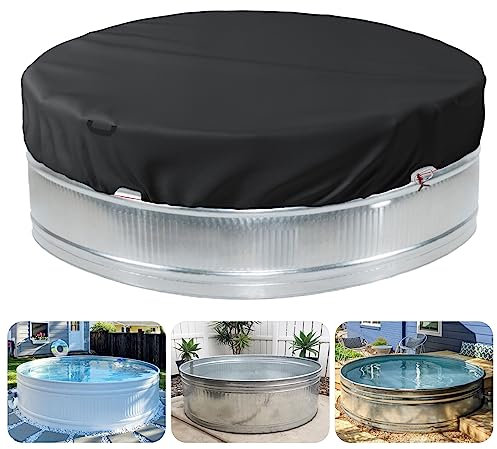 Sobana 2,1-2,4 m Stahl-Tank-Poolabdeckung – robuste, wasserdichte Abdeckungen für Trogpool, Drahtseil und Seilwinde Design erhöhen die Stabilität – Schwarz