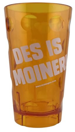 Pfalz Schorle Edition DES IS MOINER! Dubbebecher 0,5 Liter aus Plastik (Orange) - Pfälzer Dubbeglas aus Kunststoff (Polycarbonat)