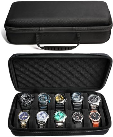 RIGICASE 10 Slots Uhr Reise Fall Harte Tragbare Uhr tragen Lagerung Lagerung Organizer Box, passen Uhren bis zu 55 mm Gesicht