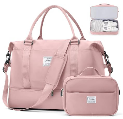 Reisetasche Damen Handgepäck Tasche Sporttasche mit Kulturbeutel Weekender Bag Schwimmtasche Wasserdicht Travel Duffle Bag Fitnesstasche Trainingstasche Krankenhaustasche mit Schuhfach,C3-Rosa