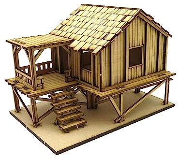 Perfeclan 1/72 Cabane en Bois Maison Interaction Parent Enfant Maquettes en Bois Jouet de Construction pour Accessoire Table de Sable Décor, Style un