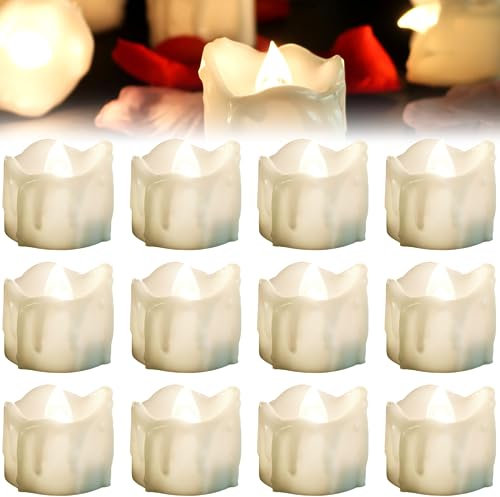 SPORWAY LED Kerzen 12 Stück, LED Teelichter Flammenlose Kerzenlichter Batteriebetriebene, LED Kerzen mit Timer Blinkend Teelichter für Halloween Weihnachten Hause Hochzeit Party Deko (Warmweiß)