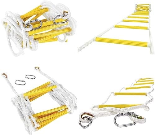 ISOP Wholesale Emergency Fire Escape Ladder 3 Storey | Pack of 6 | 8m Safety Rope Ladder | Fast to Deploy & Easy to Use | Compact & Easy to Store