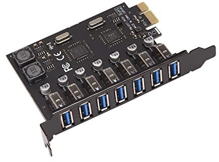 Geieold USB 3.0 PCI-E Expansion Card Adapter 7 Ports Hub Adapter External Controller PCI-E Extender PCI Express Card for Desktop