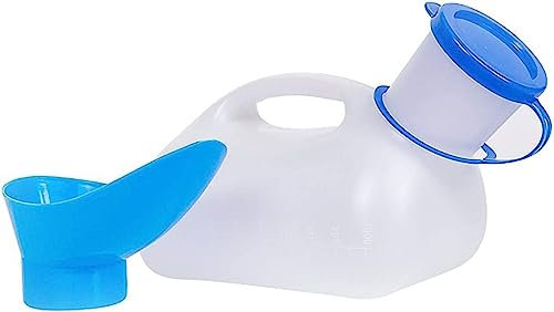 Urinflasche for Männer und Frauen, 1000 ml, Unisex-Töpfchen-Urinale for das Auto, Toiletten-Urintopf, tragbare Pipi-Flasche, mit Deckel und Trichter, auslaufsichere Urinale for Auto, Reisen, Camping,
