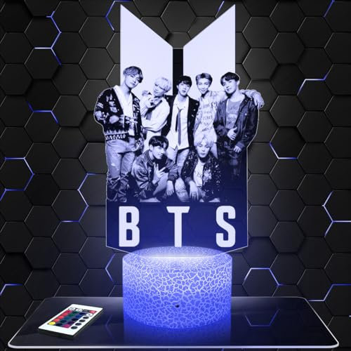 Nachttischlampe - Touch-Nachtlicht BTS 3D-LED-Lampe Illusion, Geschenkidee Weihnachten Geburtstag Junge und Mädchen Nachttischlampe Kinder- oder Erwachsenenzimmer TOP