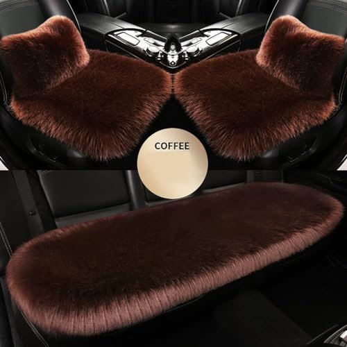 TENREV Autozubehör Sitzauflagen für KIA Picanto Rio Ceed Stonic Soul Telluride Seltos XCeed, Faux Lammfell Sitzkissen Longhair Super weich für 90% Modelle Auto,C-Luxury