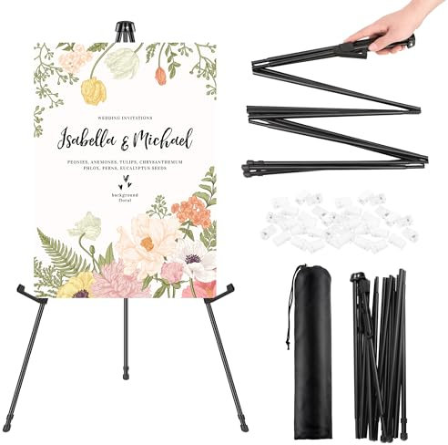 Chevalet Trépied Réglable et Pliable, Chevalet pour Affiche d'artiste de Mariage Chevalet de sol Portable pour Présentations Peinture Expositions d'Art(Noir)