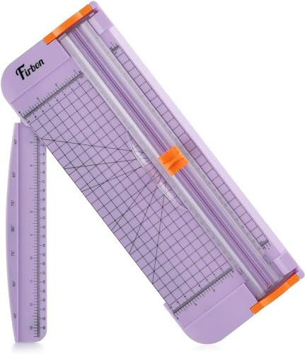Firbon Taglia Carte per Ufficio Professionale, Plastificatrice Taglierina, Taglierina Titanio Scrapbooking con Sicura Automatica(Viola)