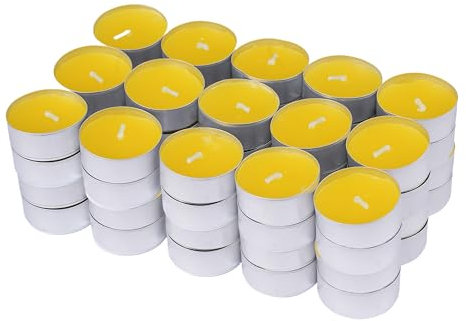 60 Bougies Chauffe-Plat Parfumées Citronelle, Bougies Chauffe-Plat Jaune Durée 4 heures