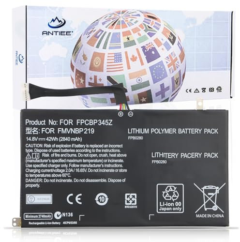 ANTIEE 42Wh FPCBP345Z Laptop Ersatz akku für Fujitsu LifeBook UH572 UH552 Ultrabook 13.3 Zoll Serie i5-3317u i7-3517u i3-3217u FPB0280 FPCBP345 FMVNBP219 14.8V 2840mAh
