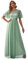 Ever-Pretty Women's Short Sleeve Embroidery Empire Waist A Line Floor Length Elegant Long Formal Evening Party Dresses Mint Green 16UK
