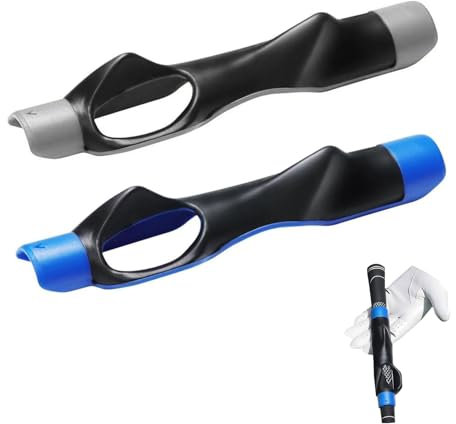 2 Stück Golf-Griff-Trainingshilfe, Golf-Griff-Trainer, Golf Schwung Trainer, Arm-Band Schwung Haltungskorrektur Praxis Ausrichtung für Golf Anfänger(Blau&Grau)