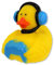 Gaming Badeente – Ca. 5 cm Groß, Aus Vinyl, Trägt Controller und Headset, 3 Farben Wählbar: Blau, Schwarz, Grün (Blau)