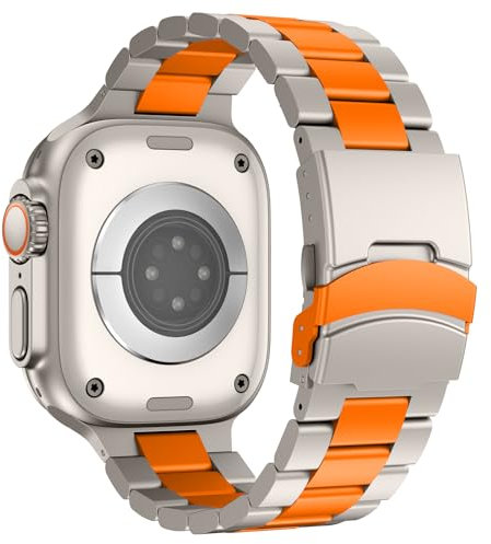 Bracelet en Titane pour Bracelet Apple Watch Ultra 2/Ultra 49mm 46mm 45mm 44mm 42mm Homme, Bracelet de Remplacement en Métal avec Boucle Déployante pour iWatch Series SE 2 SE 10 9 8 7 6 5 4 3 2 1