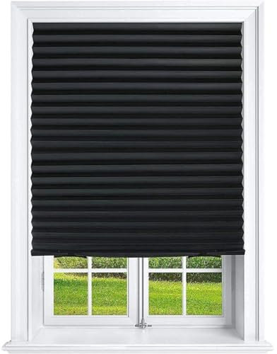 YWLINK Plissee ohne Bohren Mit Vakuum-Saugnäpfen Faltrollo Plisseerollo innen lichtdurchlässig Sonnenschutz für gängige Fenster Dachfenster Balkontüren (Black, A 60 * 150cm)