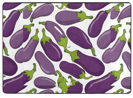 UENFFKDAP Cartoon Aubergine waschbare Teppiche, superweich, rutschfest, kann im Wohnzimmer, Schlafzimmer und Korridor verwendet werden, 148 x 203 cm