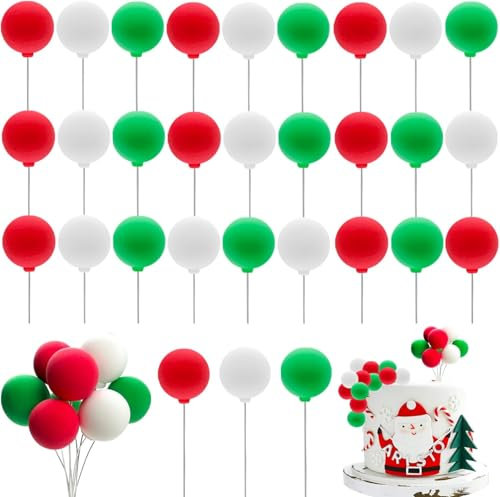 Morofme Mini Ballon Kuchen Toppers 30pcs bunte Regenbogen Kuchen Topper Runde Ton Kugeln Ballon Cupcake Toppers Picks Dekoration Einsatz für Weihnachten Puppenhaus Baby Dusche