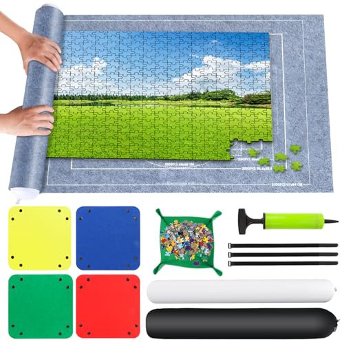 VFANDV Puzzle Matte, Puzzlematte 500 1000 1500 Teile Puzzle Teppich Puzzle Rollmatte - Tragbare Puzzlematte Puzzle Roll Storage Mat, 66 * 116CM (Grau)