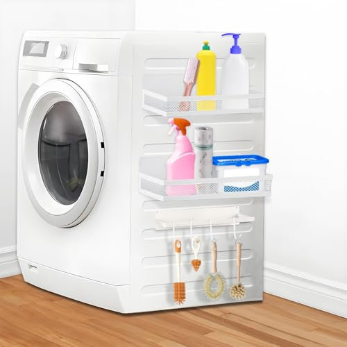 BOUTICOL Magnetische Regale für Waschmaschine, magnetisches Waschmaschinen-Regal, magnetischer Wäsche-Organizer, magnetischer Aufhänger, Halter für Waschküche, Weiß, 7 Stück