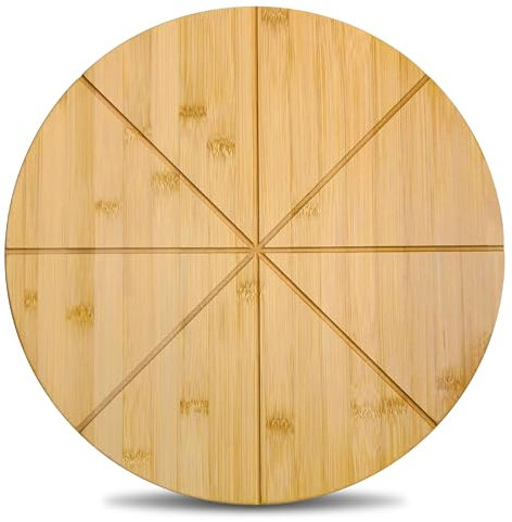 18 Pizza Cutting Board Extra Large Round Cutting Boards Double Sided 2XL 18inch Tray Pizza Oven Accessories Prep Board Paddle Wooden with Cutting Grooves Circular Circle Bamboo Serving Platter