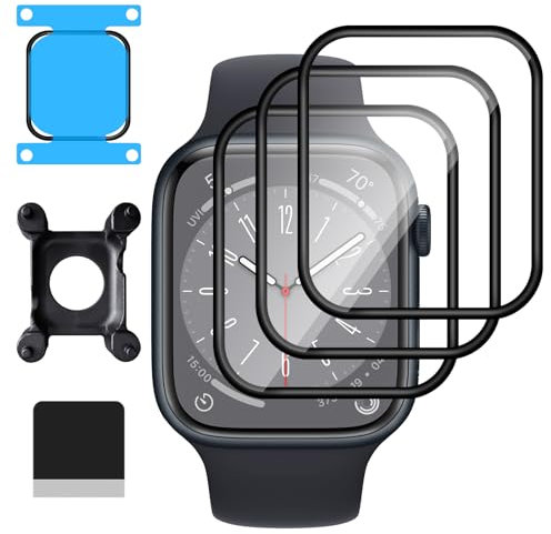Lutree Protector de Pantalla para Apple Watch Series 9/8/7 41mm, 3 Piezas 3D Cobertura Completa Fácil de Instalar, HD Anti-Arañazo Antihuellas Flexible Película Protectora