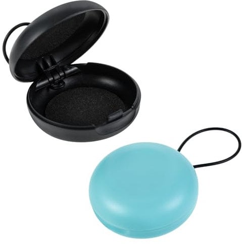 2 Pcs Earplug Case Portable Mini Ear Plug Carrying Storage Case, Round Potable Earplug Holder with Lanyard, Ear Plug Container for Trip Storage Earbuds Trinkets