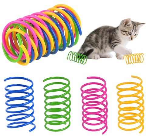 afhgdjr 60 Stück Katzenspielzeug Spirale, Spirale Spielzeug für Katzen, Spiralen Katzenspielzeug Set, Neuheit Haustier Spiralfedern,Plastik Bunte Spirale Haustiere für Katzen