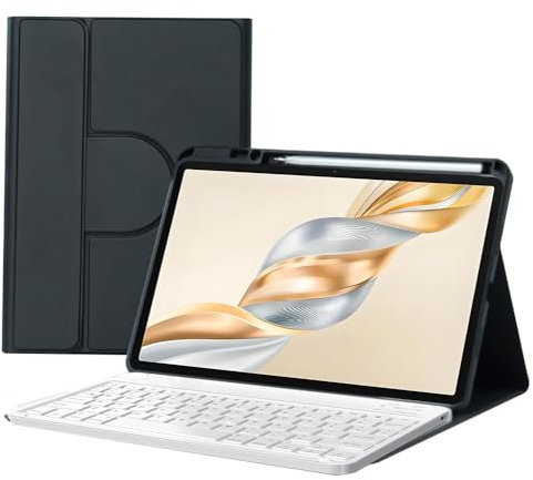 Tastatur Hülle für Honor Pad X9a/X9 Pro 11,5 Zoll 2025, 360° Drehbare Magnetische Hülle mit Stifthalter, Abnehmbare Bluetooth-Tastatur (Deutsches QWERTZ Layout),Schwarz