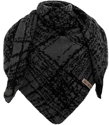 KNIT FACTORY - Lea Dreiecksschal - 190x85 cm | Damen Strickschal mit Wolle - Umschlagtuch für den Herbst und Winter - Winterschal - Dreieckstuch