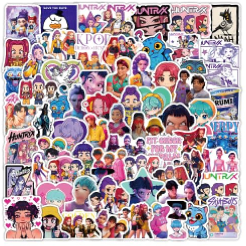 104 Stück Kpop Anime Sticker Set – wasserdichte Vinyl Aufkleber für Laptop, Skateboard, Handyhülle und Gepäck, buntes Sticker Pack für Teenager und Fans zur kreativen persönlichen Gestaltung
