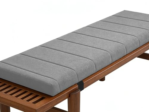 moismk Cojin para Banco Madera 100x40 80x40 80x35 90x50 con Cremallera, Antideslizante Zapatero Cojines de Asiento de Silla Larga para Interiores y Exteriores(Gris,70x35x5cm)