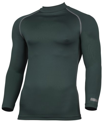 Rhino Mens Thermal Base Layer Top Long Sleeve Turtleneck Bottle Green L/XL