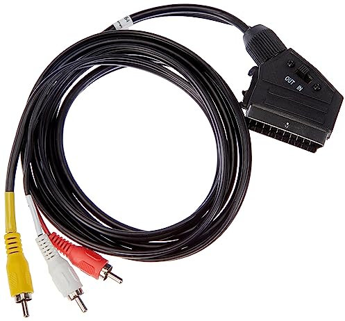 goobay 50364 Câble Adaptateur, Scart vers Audio-Vidéo Composite, in/Out, Noir, 2m Longueur de Câble