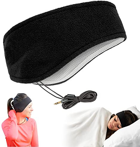 Cinta con Auriculares para Dormir Nueva Serie Contour CozyPhones – con Cascos Ultra Finos Ideal En La Cama para Viajar Meditar Insomnio – De Felpa Color Negro