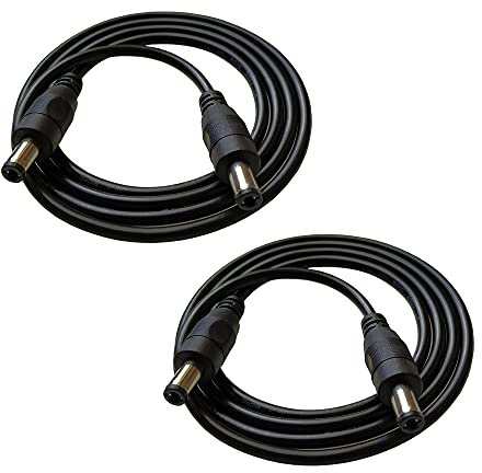 DZYDZR 2 Pezzi 1m DC 12V Cavo di Estensione Nero, 2,1mm x 5,5mm DC Jack Maschio a Maschio Filo di Rame 22AWG per Adattatore di Potenza, LED, Fotocamera CCTV e altro ancora (3,3ft)