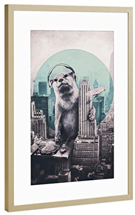 artboxONE Poster mit Rahmen Gold 30x20 cm Dj von Ali GÜLEÇ - gerahmtes Poster