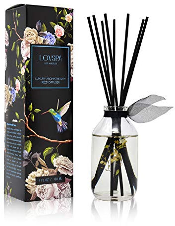 LOVSPA Tabakblume, Schilfrohr-Diffusor und Duftstäbchen, Geschenk-Set – Tabakblume, Vanillebohne, würzige Orchidee und warmer Tonka – hergestellt mit natürlichen ätherischen Ölen in den USA