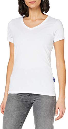 HRM Damen Luxury V-Neck Tee, weiß, Gr. 4XL I Premium T-Shirt Damen V-Ausschnitt aus 100% Bio-Baumwolle I Basic Shirt Damen bis 60°C waschbar I Hochwertige & nachhaltige Damen-Oberteile
