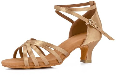 VASHCAME - Donna Scarpe da Ballo Latino/Sala da Ballo/Standard Tacco 5cm/7cm Beige (Tacco- 5cm) 37 EU