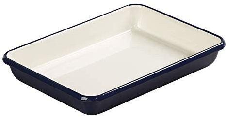 Tala emaillierter Bräter, klein, in Indigoblau und Elfenbein, Maße 28 cm x 21 cm x 5,5 cm.