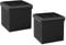 Bonlife Fußbank Truhen Aufbewahrungsbox mit Deckel Pouf Hocker Kiste Faltbarer Sitzhocker Mit Stauraum Bett Organizer (Schwarz-1)