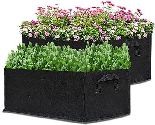 KAHEAUM 2 Pack Raised Garden Planter Fabric Bed, Durable Square Planting Grow Pot for Carrot Onion Herb Flower Vegetable Plants Patio Container Gardening Plant Grow Bags-Black