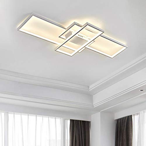 JIINOO Deckenleuchte Dimmbarer LED Kronleuchter mit Fernbedienung,Moderne 50W 3-Schicht Quadratische Deckenlampe Acryl Unterputz Deckenleuchten Leuchten für Schlafzimmer Esszimmer Wohnzimmer Büro