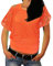 Smile Fish Women Halloween Oraneg Sexy 80s Top Neon Fishnet Off Shoulder T-Shirt,L