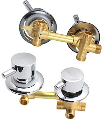 ZAKSEM Mitigeur Cabine De Douche,2/3/4/5 Voies Sortie D'eau Filetage/intubation,Entraxe 10Cm/12,5Cm Mitigeur Laiton Salle De Bain Poli Douche Robinet Cabine (Screw 3 way 10cm)