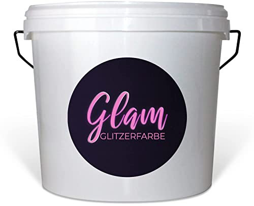 Fraben Manfaktur Wandfarbe Glitzerfarbe Kreidefarbe auf Kreidebasis mit Glitzer Innenfarbe Innenwandfarbe Glam Ladies Collection f5L, Farbe: Sattes Pink mit Gold Glitzer